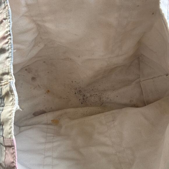 Llbean vintage pink plaid large boat and tote purse bag 100% cotton canvas vtg - Picture 4 of 10